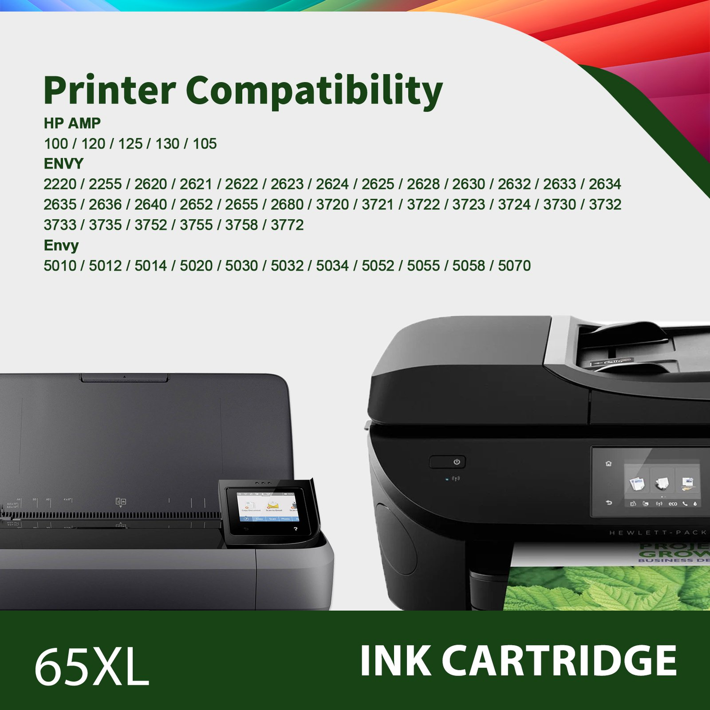 65XL Ink Cartridges Compatible for 65 65XL Black and Color for Envy 5055 5052 5058 Deskjet 3755 2655 2652 3722 2622 2624 2620 (3 Pack, 2 x Black, Tri-color)