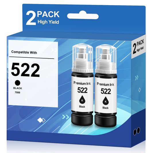 522 Ink Refill Bottles Compatible for Epson T522 522 Black Ink Bottles for Epson ET-2800 2400 2720 2803 2840 4700 4800 4810 Printer (2-Black)