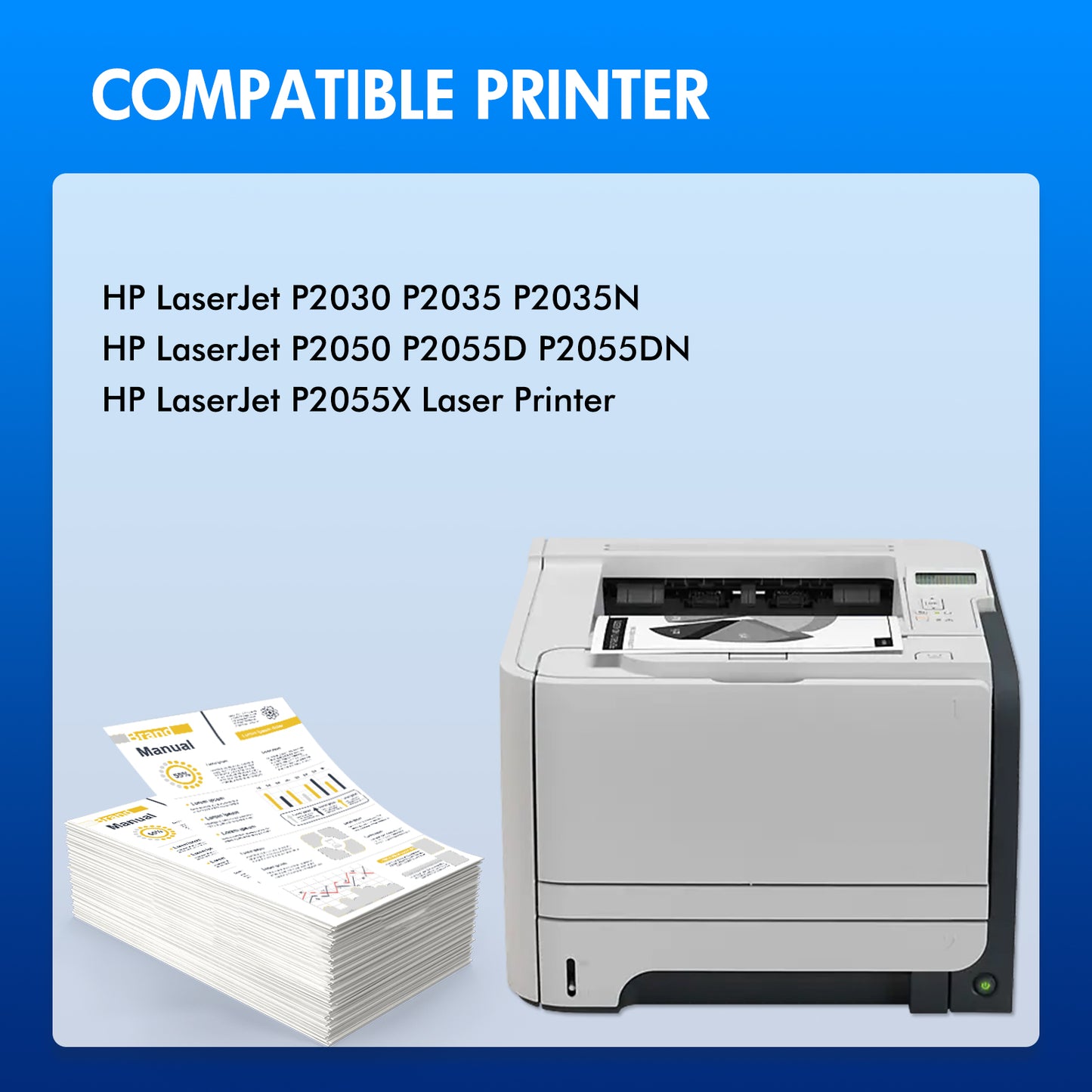 CE505A Compatible for HP 05A Toner Cartridge for HP 05A CE505A 505A CE505D P2035 for HP Laserjet 2035N P2055DN 2055DN P2030 P2050 P2055X P2055D Print Ink (Black 2-Pack)