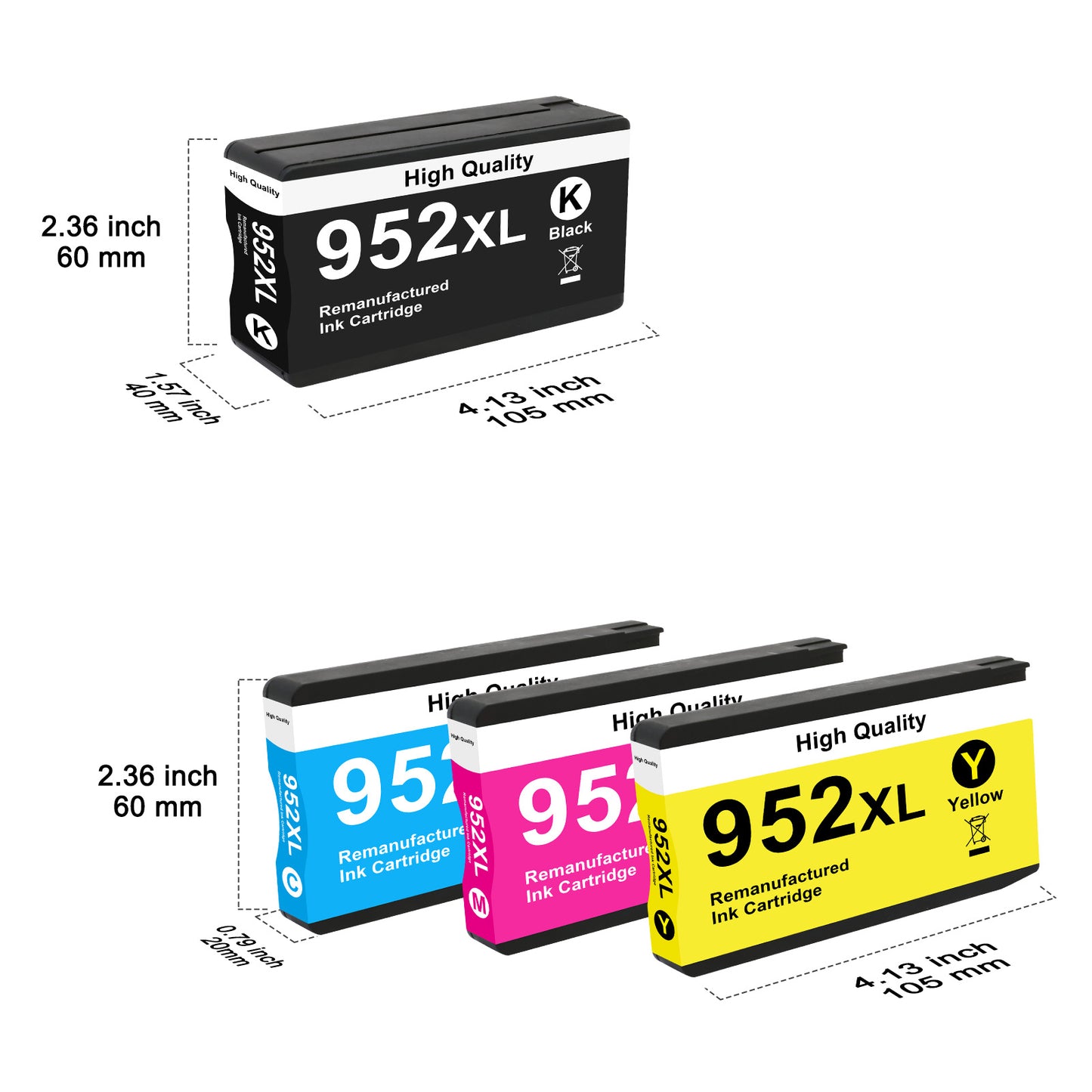 952XL Ink Cartridges Compatible for HP 952 952XL 2 Pack for OfficeJet Pro 8710 7740 8720 8210 8715 8702 7720 8730 8740 8216 8725 8700(2 x Black)