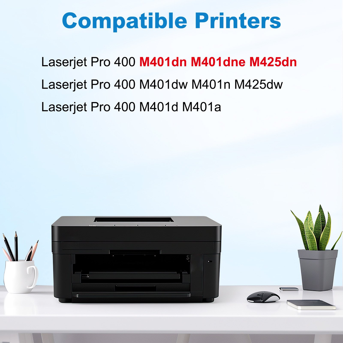 80A Black Toner Cartridge Compatible for HP CF280A 80X CF280X LaserJet Pro 400 M401 M401A M401D M401N M401DNE MFP M425 M425DN Printer (2-Pack)
