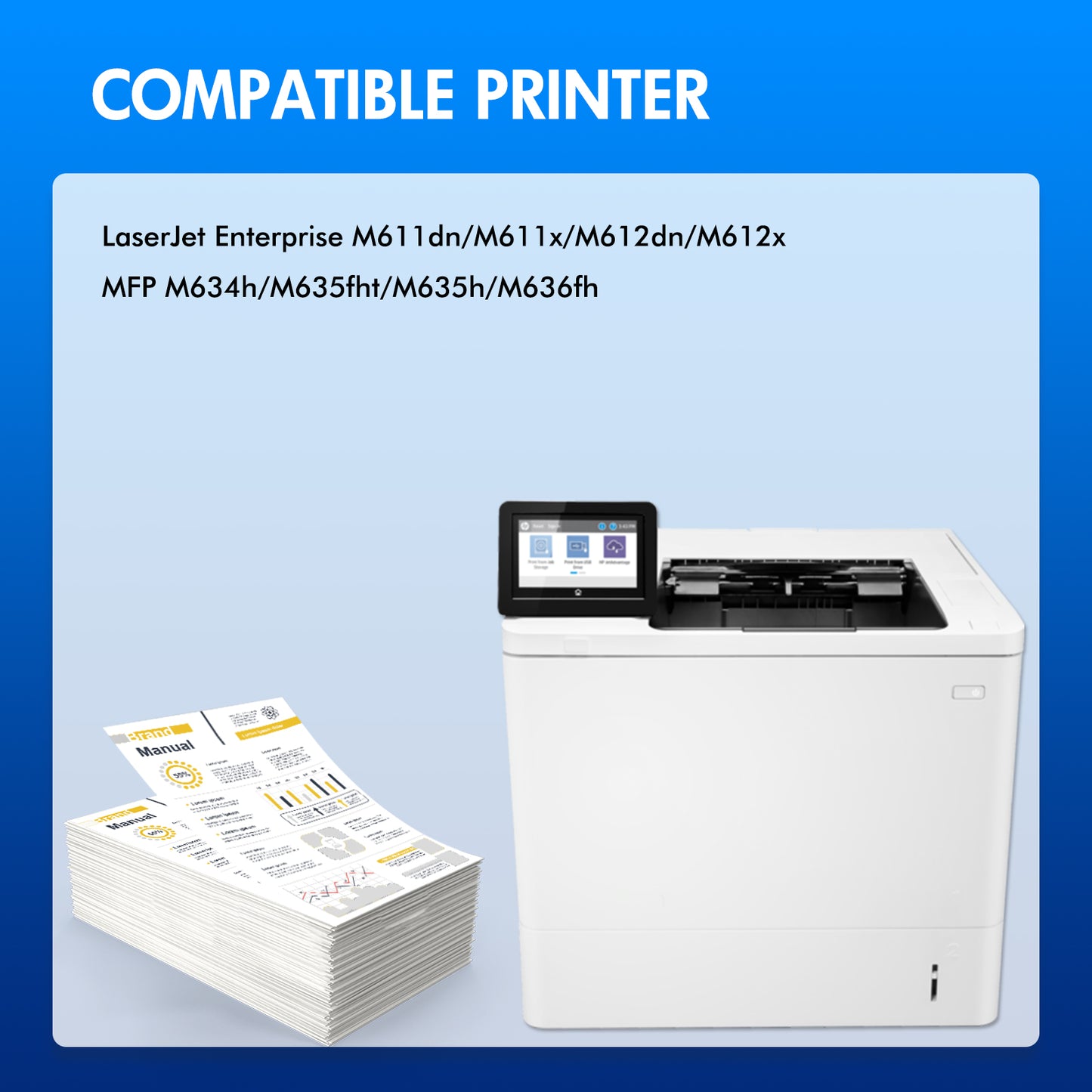 Black 147X Toner Cartridge With Chip Compatible for HP 147A 147X W1470A W1470X LaserJet MFP M634h M635fht M635h M636fh Enterprise M611dn M611x M612dn M612x M611 M612 Printer Ink (2-Pack)