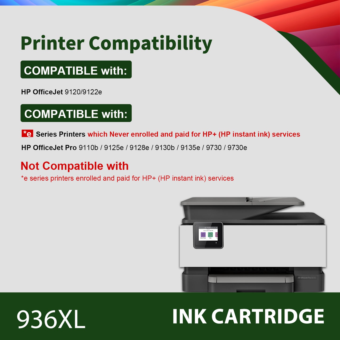 936e 936XL Ink Cartridges Compatible for HP 936 936e 936 XL 4 Pack OfficeJet Pro 9125e 9120e 9730e 9130 9135e 9122e 9128e 9110b 9120b 9130b 9130e Printer (Black, Cyan, Magenta, Yellow)