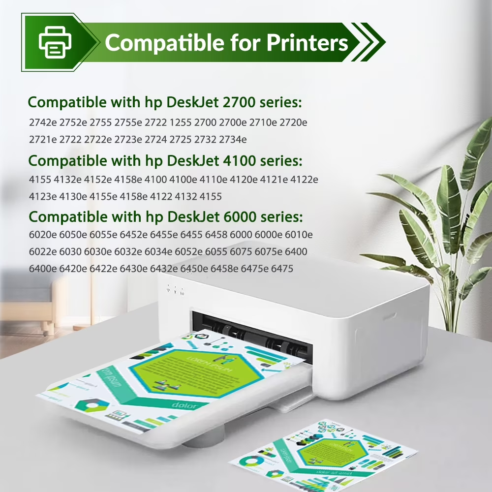 67XL Ink Cartridge 2 Pack Black Tri-Color Compatible for HP 67 67XL Ink DeskJet 2742e ENVY 6458e Printer