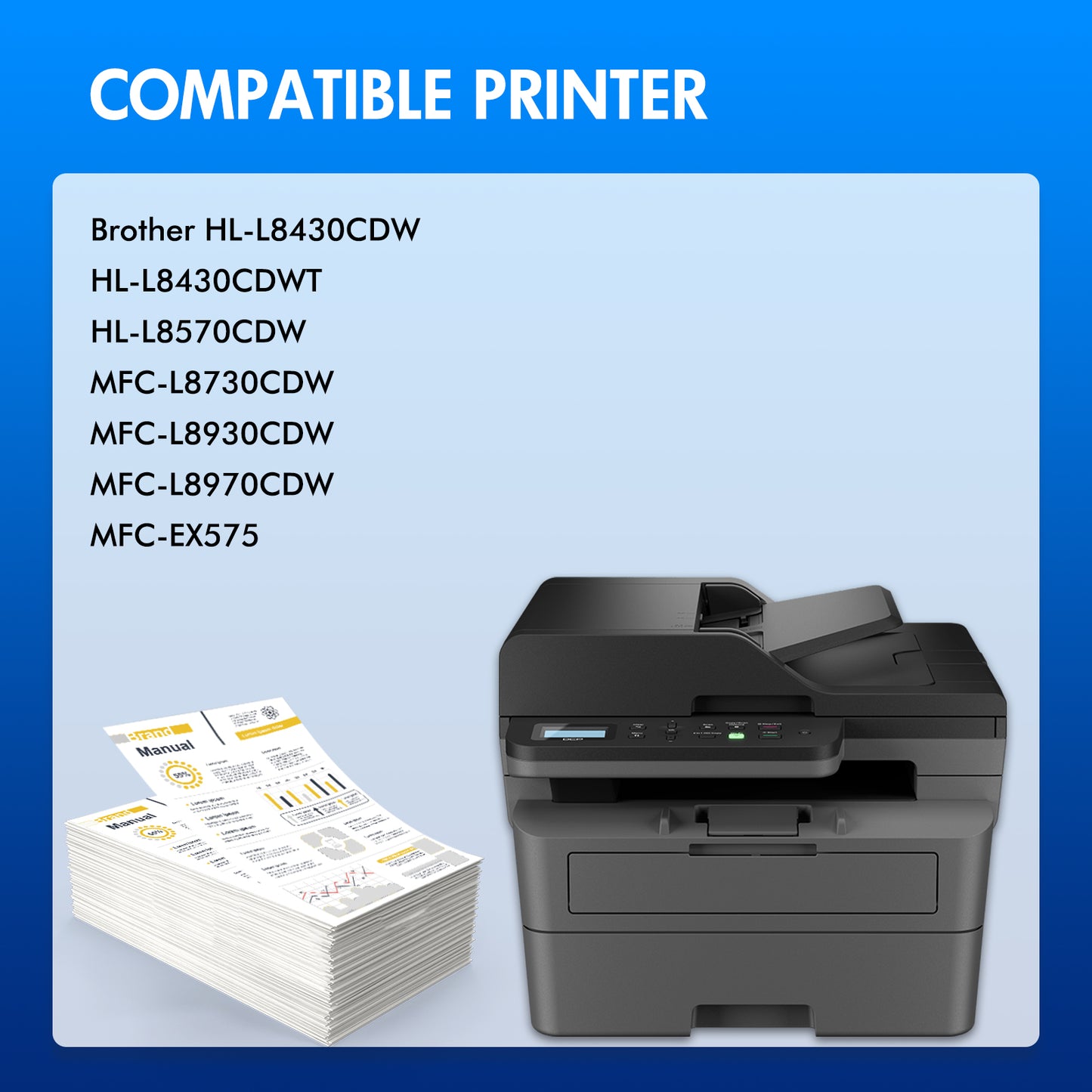 TN635 TN-635 Toner Cartridge Compatible for Brother TN 635 TN635 for Brother HL-L8430CDW L8430CDWT L8570CDW MFC-L8730CDW L8930CDW Printer (Black, Cyan, Magenta, Yellow 4 pack)