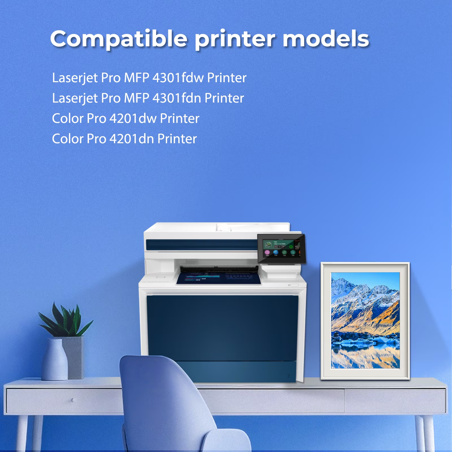 210A Toner Cartridge (With Chip) Compatible for 210A 210X W2100A W2100X 4301fdw 4-Pack Color LaserJet Pro MFP 4301fdw 4301fdn 4201dn 4201dw Printer Ink (Black Cyan Magenta Yellow)