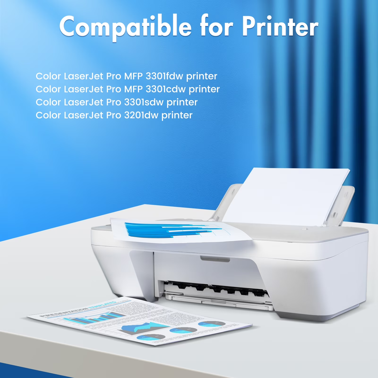 Compatible for HP 218X 218A Toner Cartridges 4 Pack 3301fdw with chip 218X 218A Color 3301fdw 3301cdw 3201dw MFP 3301sdw Printer High Yield Ink Set W2180A W2180X (Black Cyan Yellow Magenta)