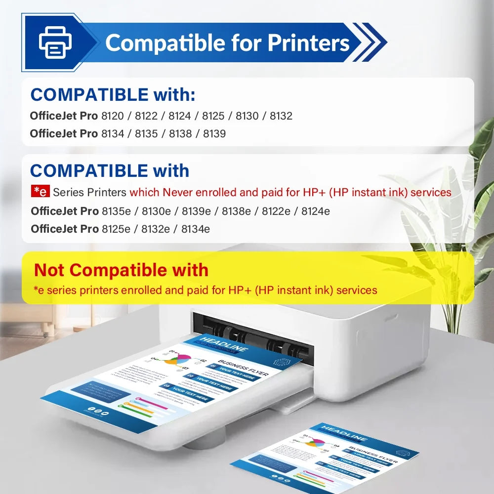 923 923XL 923e Ink Cartridge Compatible for HP 923 923e OfficeJet Pro 8130 8135e 8138e 8139e 8120 8122e OfficeJet 8124e 8125e 8132e 8134e Printer Black Cyan Magenta Yellow (4-Pack)