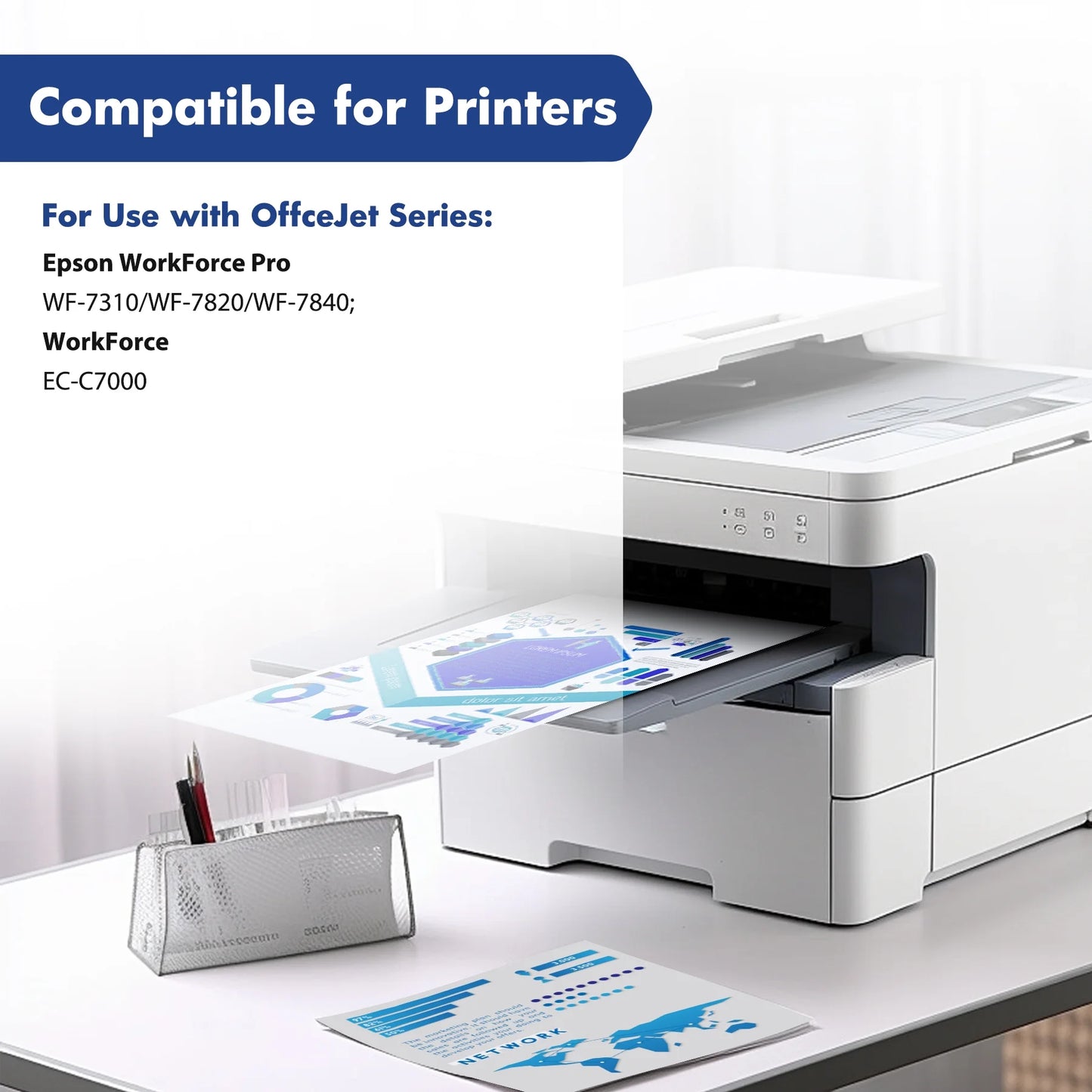 10-Pack 812XL Ink Cartridges Compatible for Epson 812 Ink Cartridges for Epson Workforce Pro WF-7820 WF-7840 WF-7310 Combo Pack