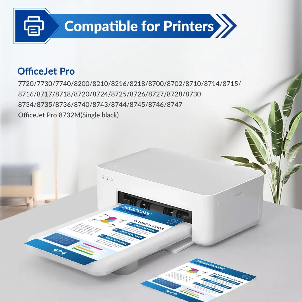 952XL Ink 4-Pack Compatible ink Compatible for HP 952 XL Ink Cartridges Use with HP Officejet Pro 8710 8720 7740 7720 8200 8700 8740 8725 8702 8216 8218 Printer (Blakc,Cyan,Magenta,Yellow)