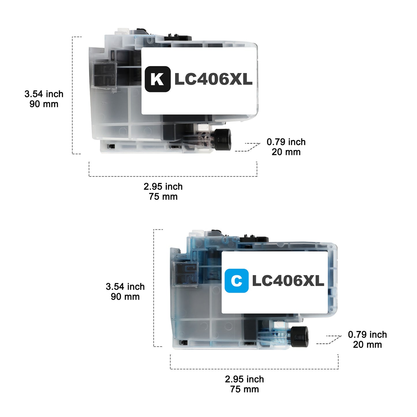 LC406 LC406XL Ink Cartridge for Brother Printer 406XL High Yield for MFC-J4335DW MFC-J5855DW MFC-J6555DW MFC-J4535DW MFC-J6955DW MFC-J4345DW MFC-J5955DW (4 Pack, Black Cyan Magenta Yellow)