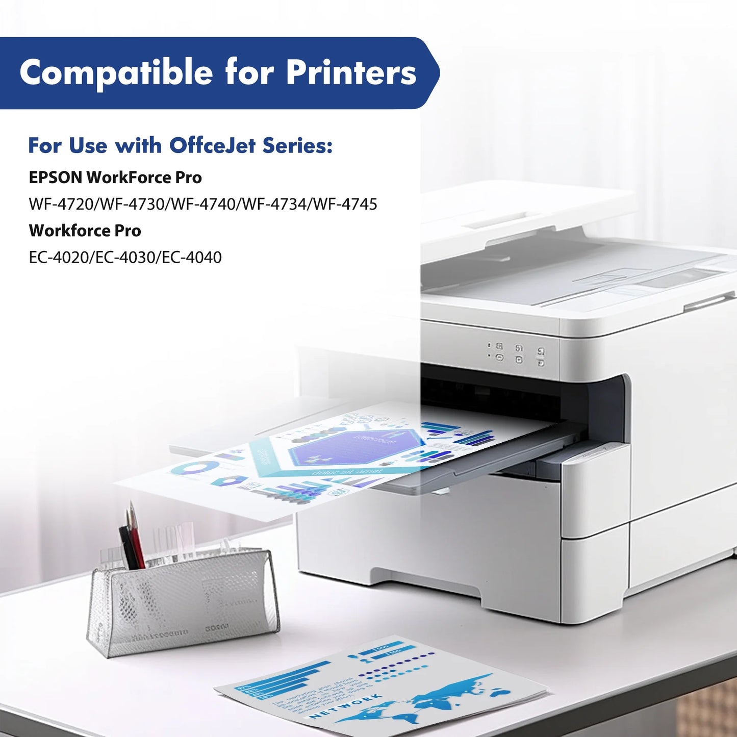 T802XL Ink Cartridge Compatible for Epson 802XL 802 WF4740 EC-4030 Printer Ink