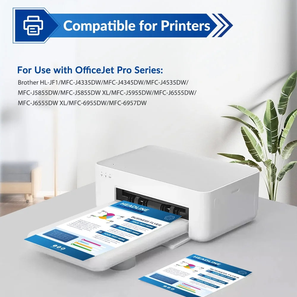 LC406 LC406XL Ink Cartridge Compatible for Brother LC406 LC-406 LC406XL Brother MFC-J4535DW MFC-J4335DW MFC-J5855DW MFC-J6555DW MFC-6955DW Printer Black/Cyan/Magenta/Yellow 4PACK