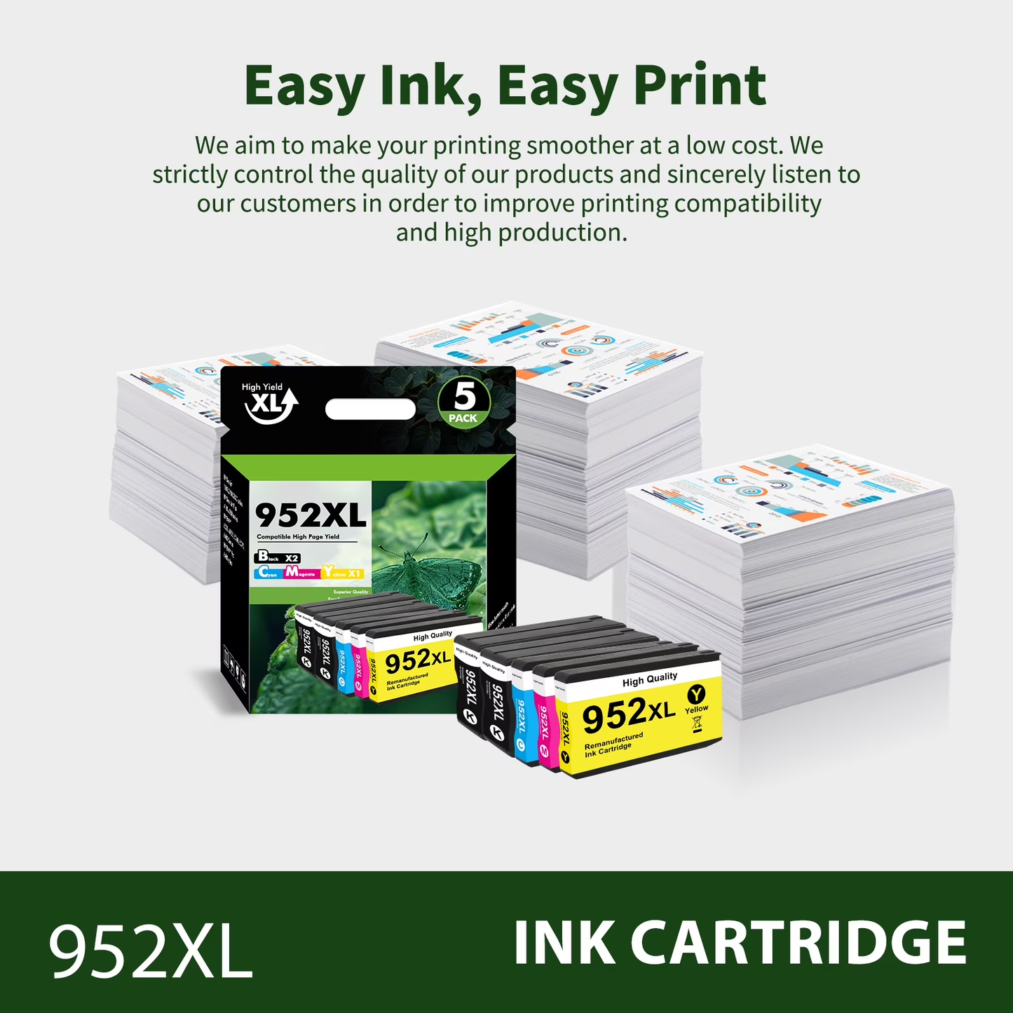 952 952XL Ink Cartridges Compatible for 952XL 952 Ink Combo Pack for OfficeJet Pro 8710 7740 8720 8210 8715 8702 7720 8730 8740 8216 8725 8700 (5 Pack, 2B, 1C, 1M, 1Y)