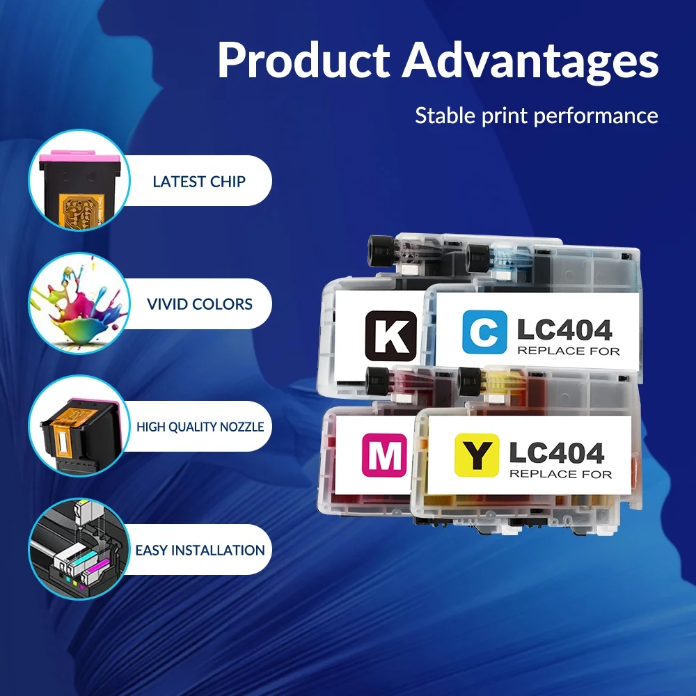 LC404 Ink Cartridges High Yield Compatible for Brother LC404 LC-404 for Brother MFC-J1205W MFC-J1215W MFC-J1205W XL Printer Ink (Black Cyan Magenta Yellow, 4 Pack)