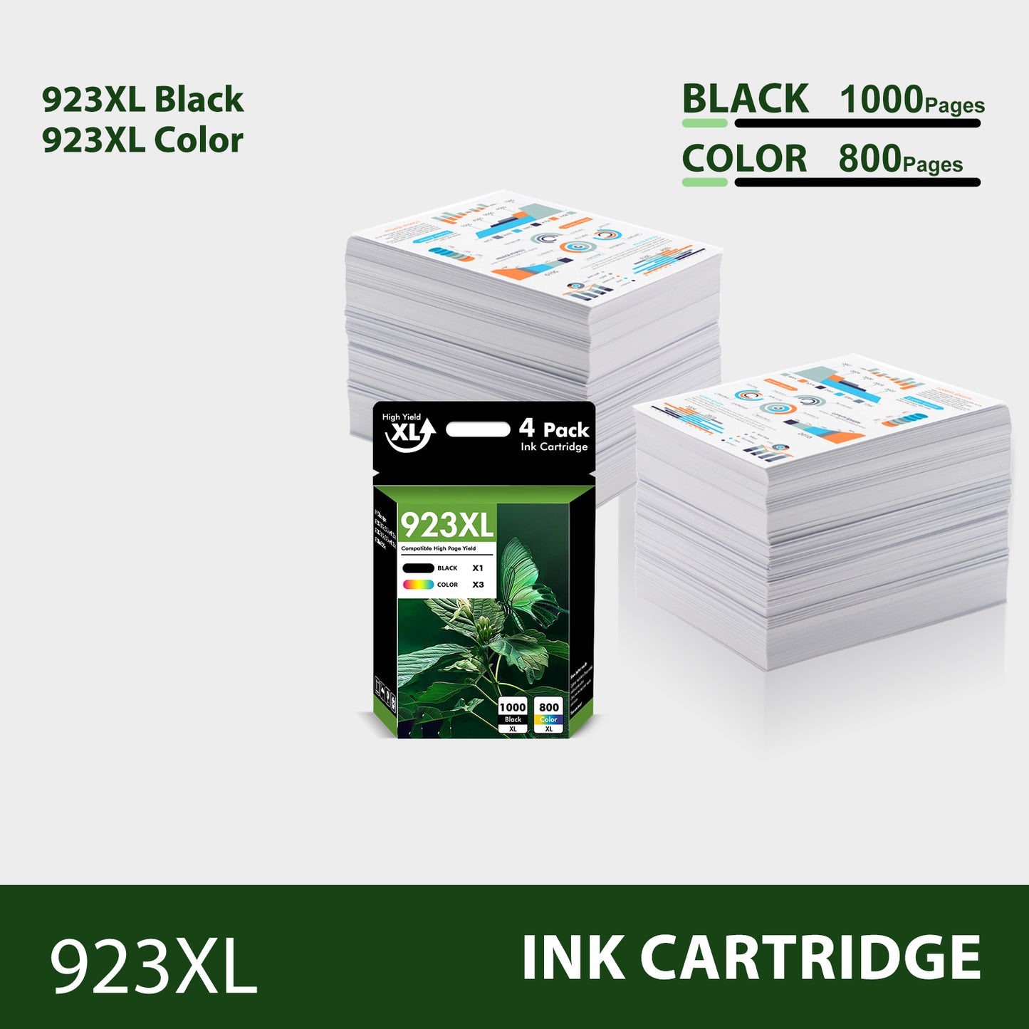 923e 923XL Ink Cartridges with Chip Compatible for HP 923 923XL 4 Pack for OfficeJet Pro 8130 8135 8120 8122 8124 8125 8132 8134 8135 8138 8139 (B/C/M/Y)