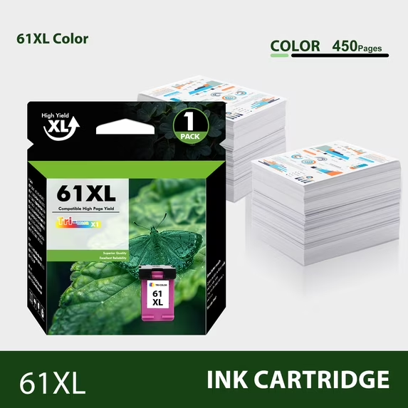 61 Ink Cartridge Tri-color Compatible for HP 61XL Color Ink for Envy 4500 5530 4502 Officejet 4630 4635 DeskJet 1000 1010 2050 2510 Printer (1-Pack)