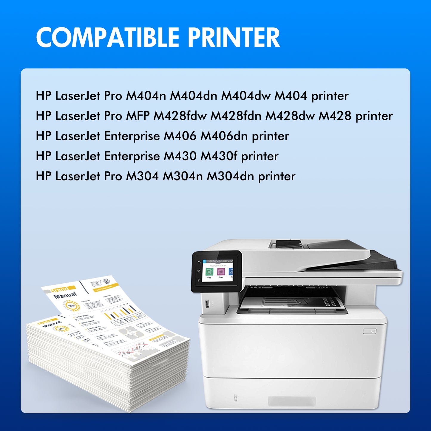 58A Toner Cartridge Black (with Chip) CF258A Compatible for HP 58A CF258A 58X CF258X HP Laserjet Pro M404dn M404n MFP M428fdw M404dw M428dw M428fdn M404 M428 M430 M406 Series Printer Ink