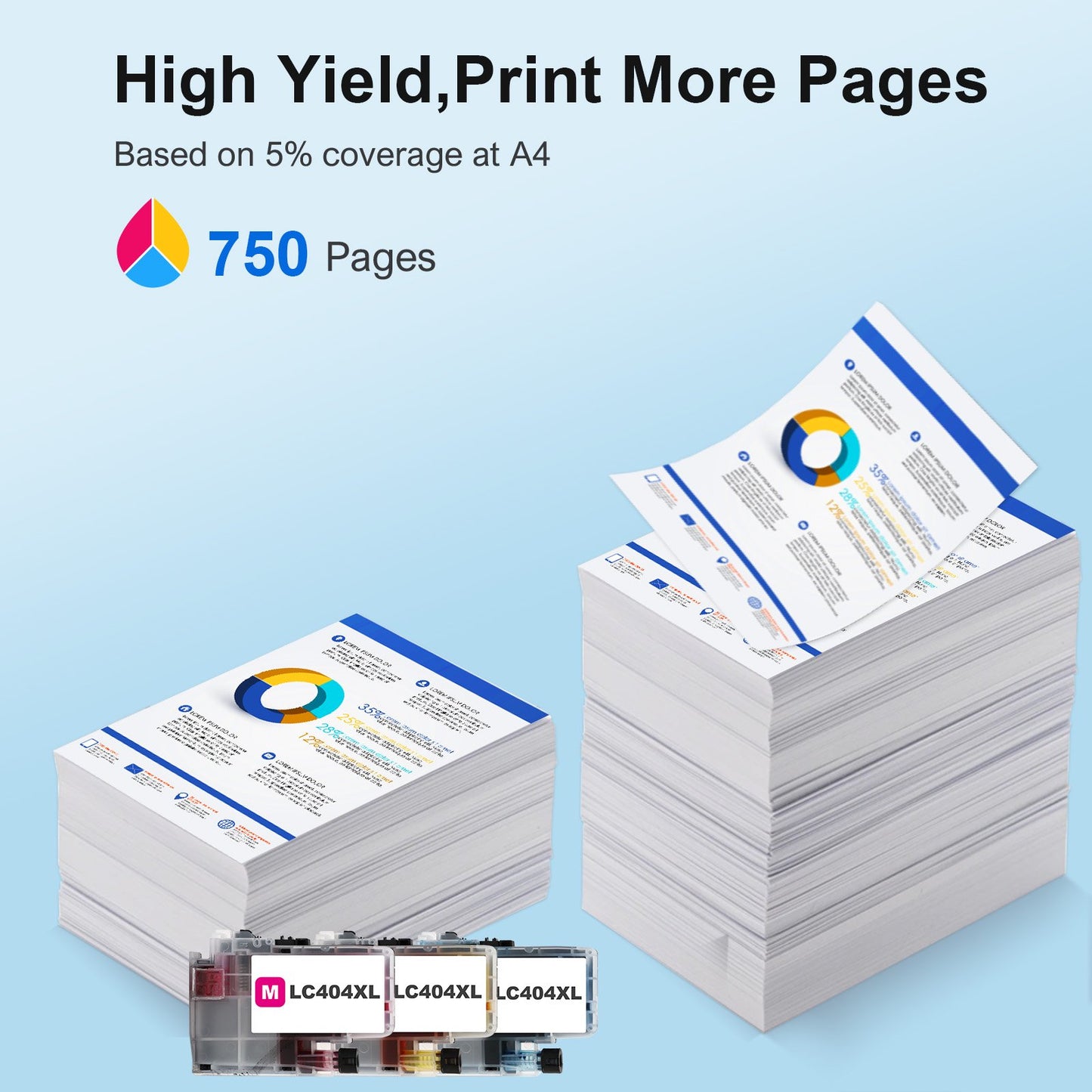 LC404XL LC404 MFC-J1205DW Ink Cartridges for Brother Printer 404XL LC 404 3-Pack High Yields for MFCJ1205W MFC J1205W XL MFC-J1215W (Cyan, Magenta, Yellow)