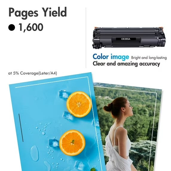 85A Toner Cartridge Black Compatible for HP 85A CE285A (CE285D) 285A Laserjet Pro P1102w M1212nf MFP P1102 P1102whp M1217nfw M1132 1102w M1212 M1217 Printer Ink (Black, 2-Pack, CE285AT1)