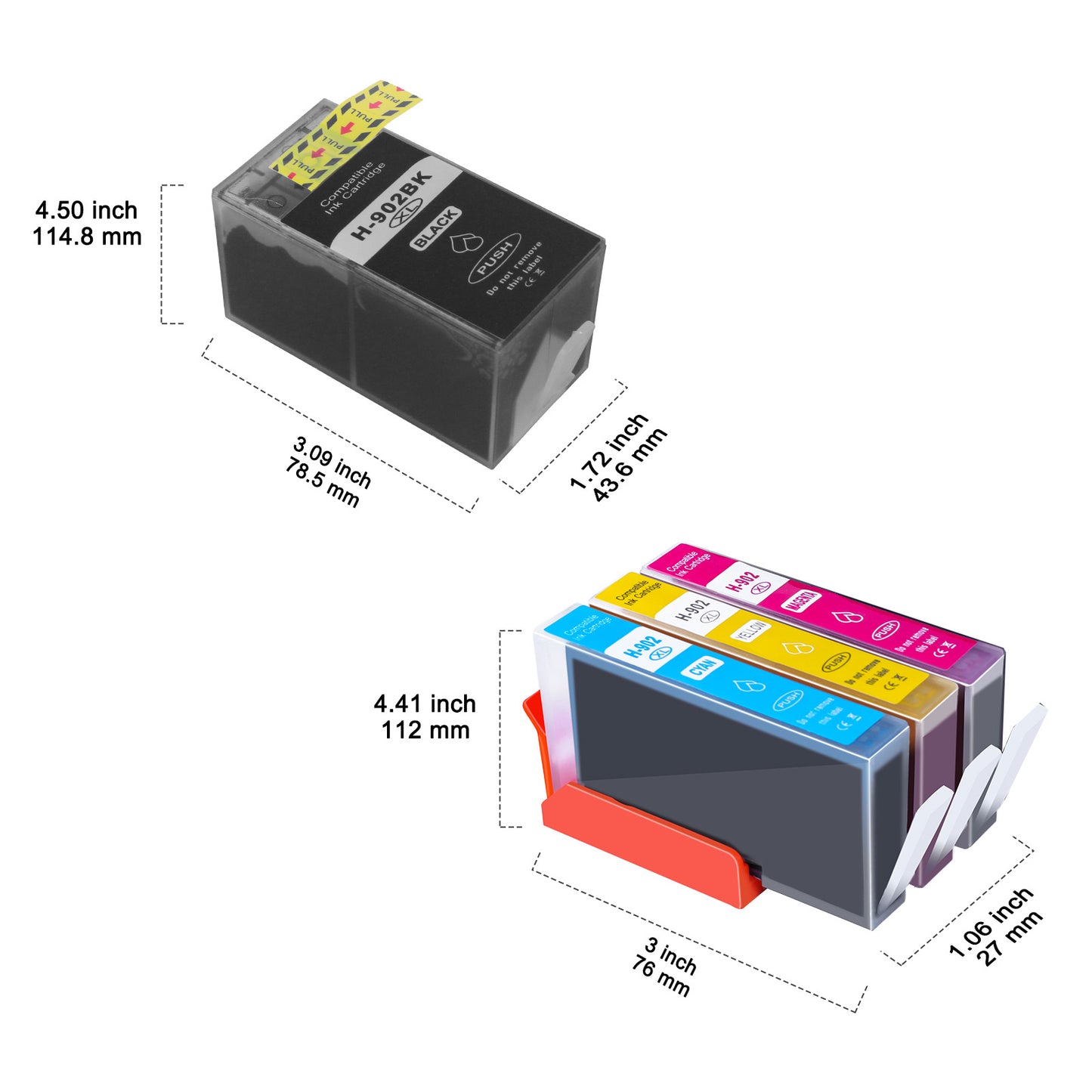 902XL 902 Ink Cartridges Compatible for HP 902 902XL Combo Pack for OfficeJet 6978 6968 6970 6971 6974 6975 6979 6960 6961 6963 6964 6965 6966 6950 Printer (4 Pack, Black, Cyan, Magenta, Yellow)