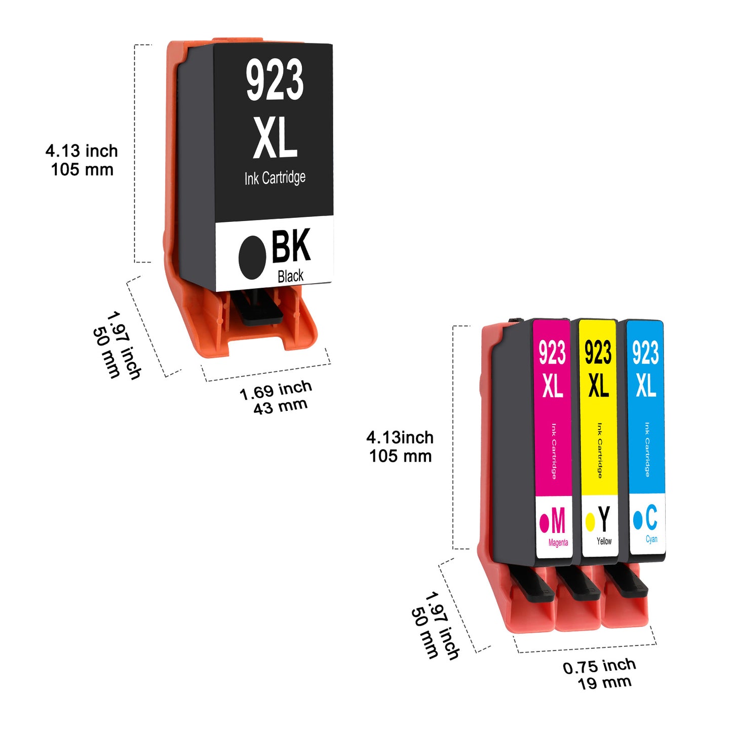 923XL 923 Ink Cartridge with Chip Compatible for HP 923e 923XL for OfficeJet Pro 8130 8135 8120 8122 8124 8125 8132 8134 8135 8138 8139 Printer(4 Pack, Black, Cyan, Magenta, Yellow)
