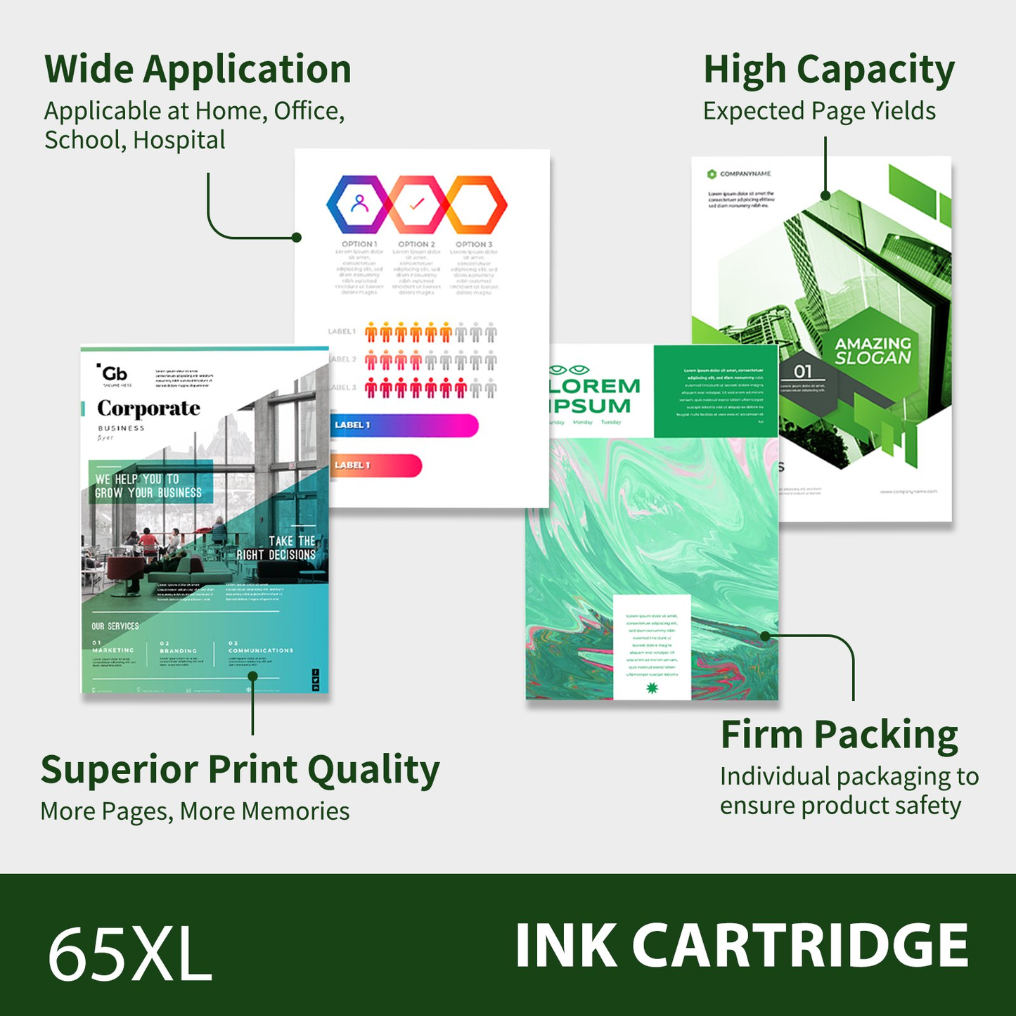 65XL Ink Cartridges Compatible for 65 65XL Black and Color for Envy 5055 5052 5058 Deskjet 3755 2655 2652 3722 2622 2624 2620 (3 Pack, 2 x Black, Tri-color)