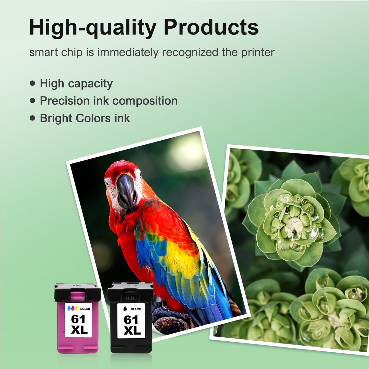 61XL Ink Cartridges Compatible for HP 61 Black/Tri-color Ink Work for Envy 4500 5530 4502 Officejet 4630 4635 Deskjet 1000 1010 1512 Printer (2 Pack)