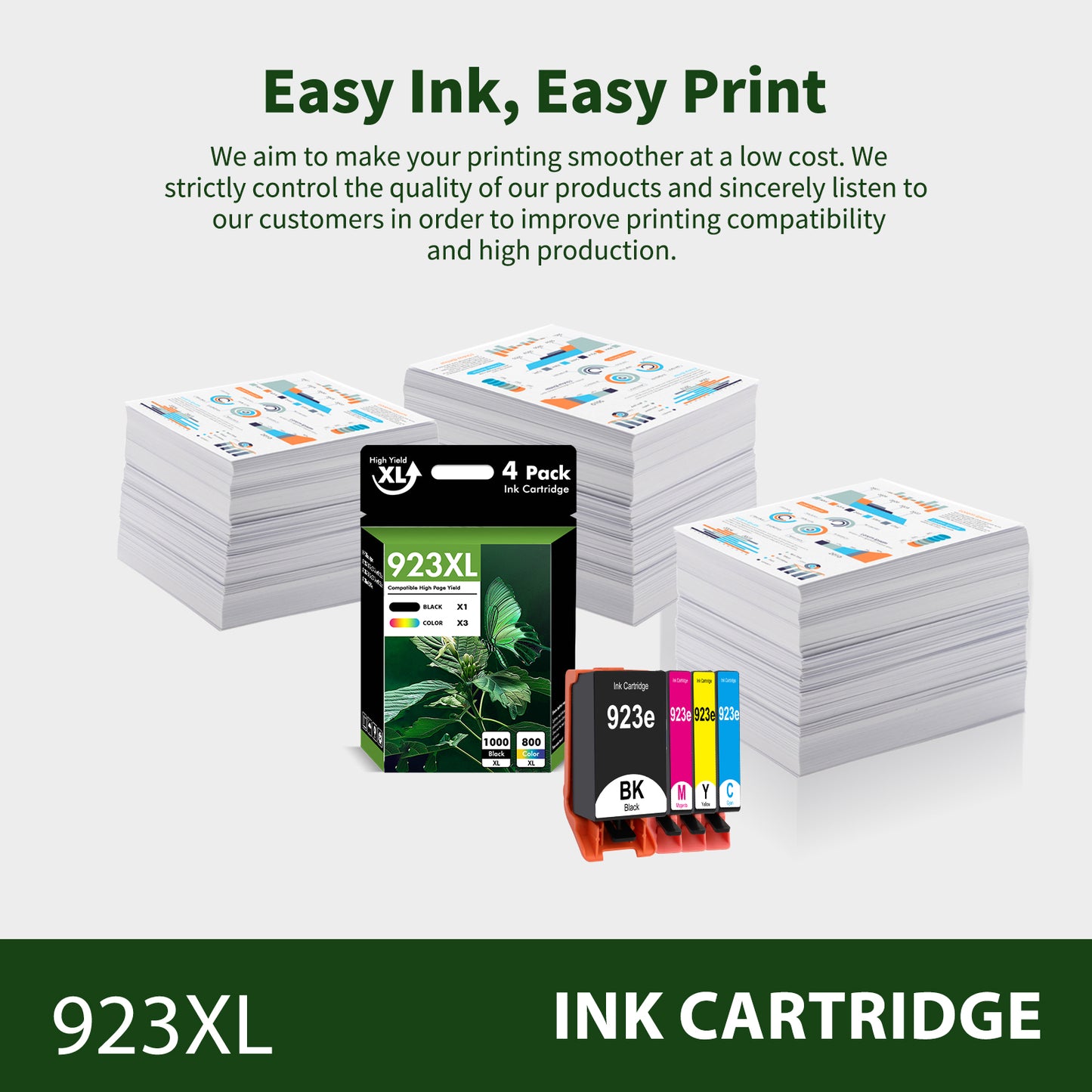 923e 923XL Ink Cartridges with Chip Compatible for HP 923 923XL 4 Pack for OfficeJet Pro 8130 8135 8120 8122 8124 8125 8132 8134 8135 8138 8139 (B/C/M/Y)