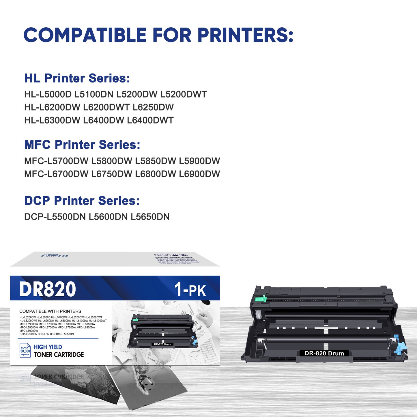 DR820 DR-820 Drum Unit DR 820 HL-L6200DW Compatible for Brother DR820 for HL-L6200DW Drum Unit MFC-L5850DW MFC-L5900DW MFC-L5700DW HL-L5200DW HLL6200DW L6200DW L5200DWT Printer 1 Pack