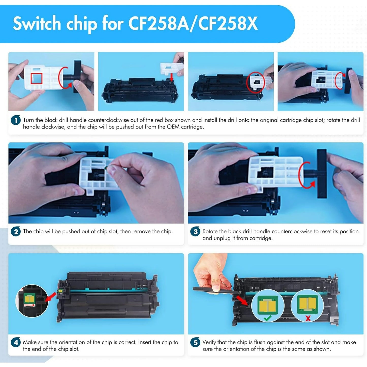 58A Toner Cartridges Black (NO-CHIP) Compatible for HP 58A CF258A 58X CF258X 258A M404n M404dn M406dn M428fdn M428fdw M428dw M430f M404 M428 Printers | 2-Pack