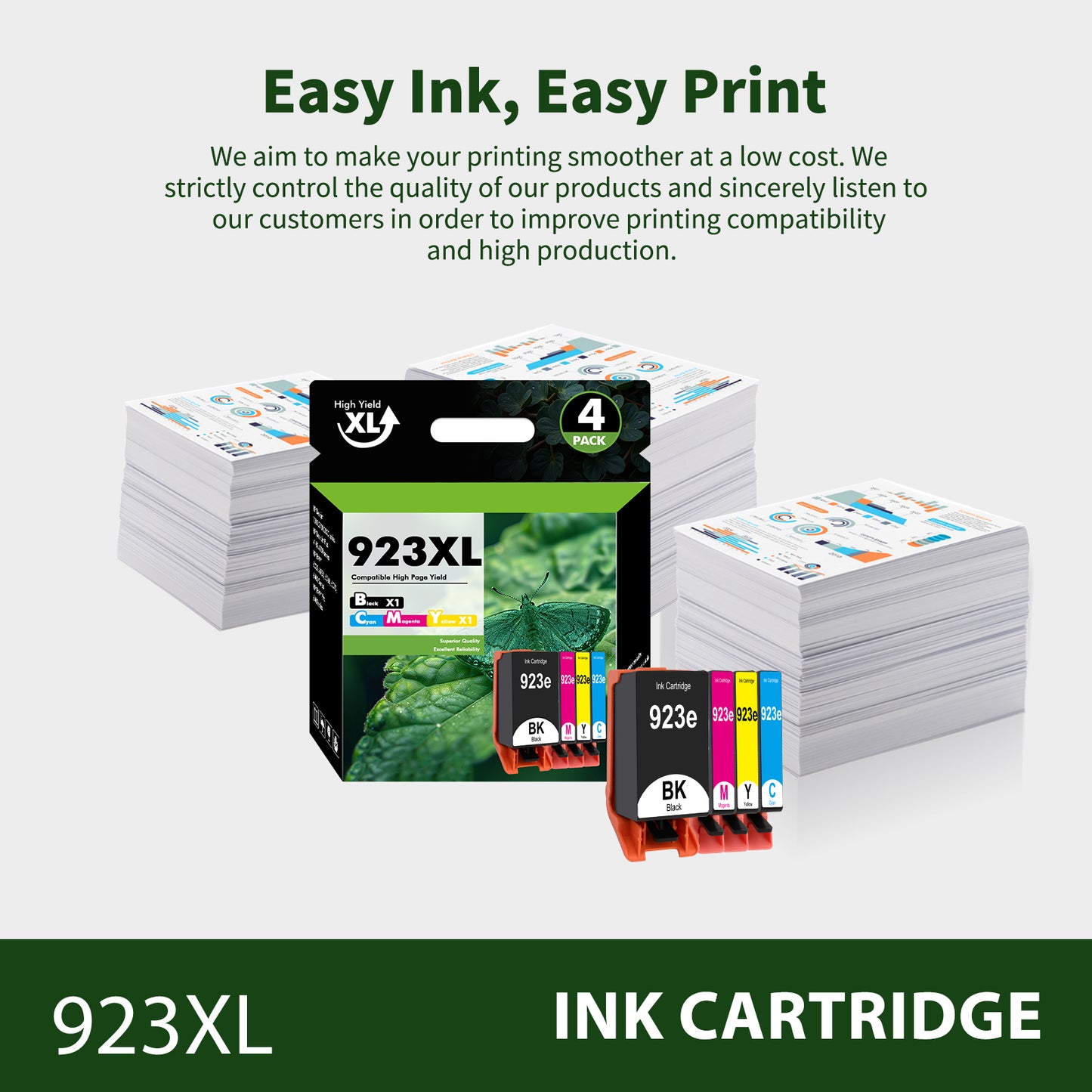 923XL 923 923e Ink Cartridge with Chip Compatible for HP 923e 923XL for OfficeJet Pro 8130 8135 8120 8122 8124 8125 8132 8134 8135 8138 8139 Printer(4 Pack, Black, Cyan, Magenta, Yellow)