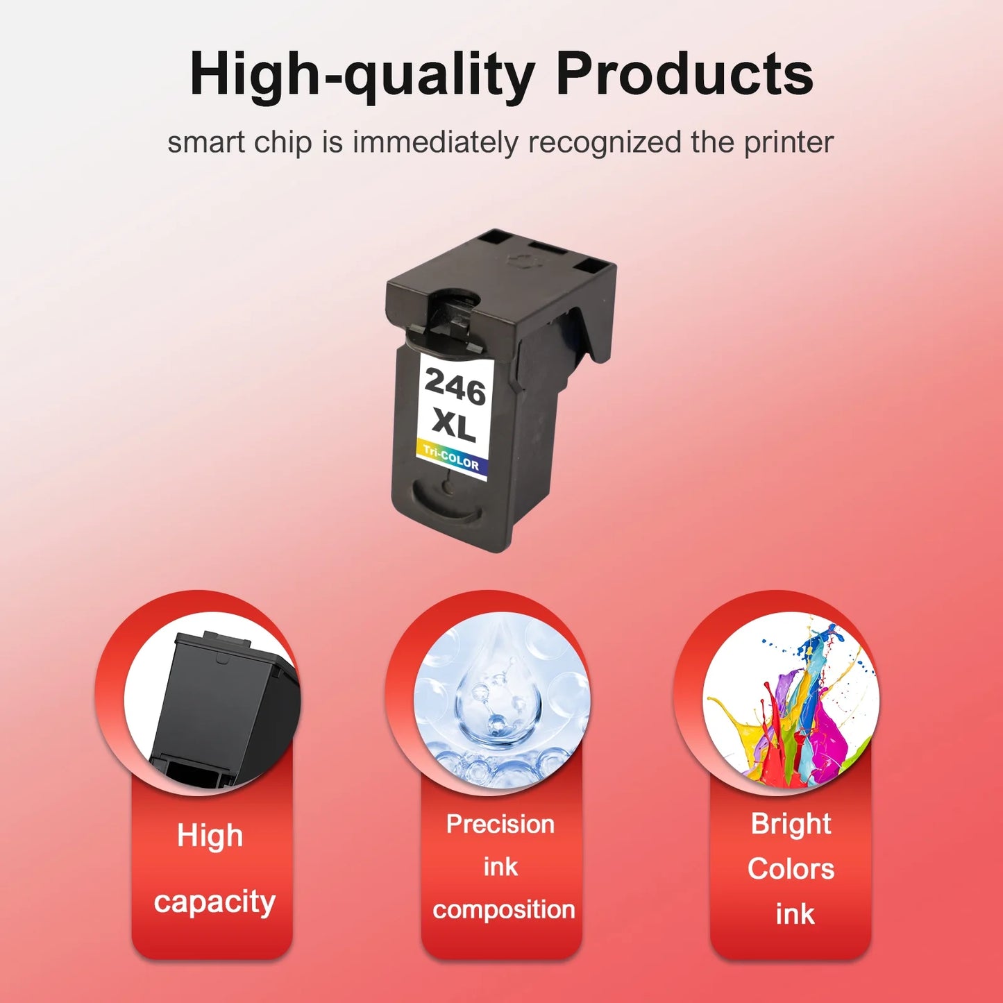 245XL 246XL Ink Cartridge for Canon Ink 245 and 246 for Pixma MX492 MX490 MG2522 MG2920 MG2922 TR4520 TR4522 TR4527 TS3320 TS3322 Printer , 2 Pack