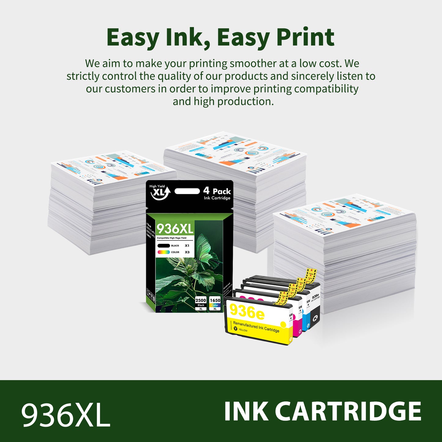 936e 936XL Ink Cartridges Compatible for HP 936 936e 936 XL 4 Pack OfficeJet Pro 9125e 9120e 9730e 9130 9135e 9122e 9128e 9110b 9120b 9130b 9130e Printer (Black, Cyan, Magenta, Yellow)