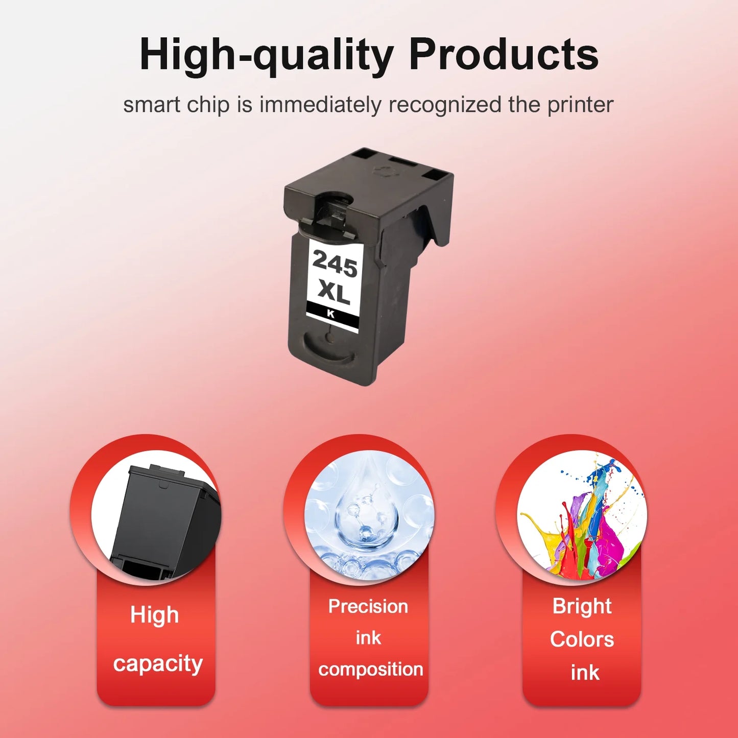 245XL Black Ink Cartridge for Canon 245 Ink for Canon Ink 245 MX492 MX490 MG2522 MG2920 MG2922 TR4520 TR4522 TR4527 TS3320 TS3322 Printer (Black, 2 Pack)