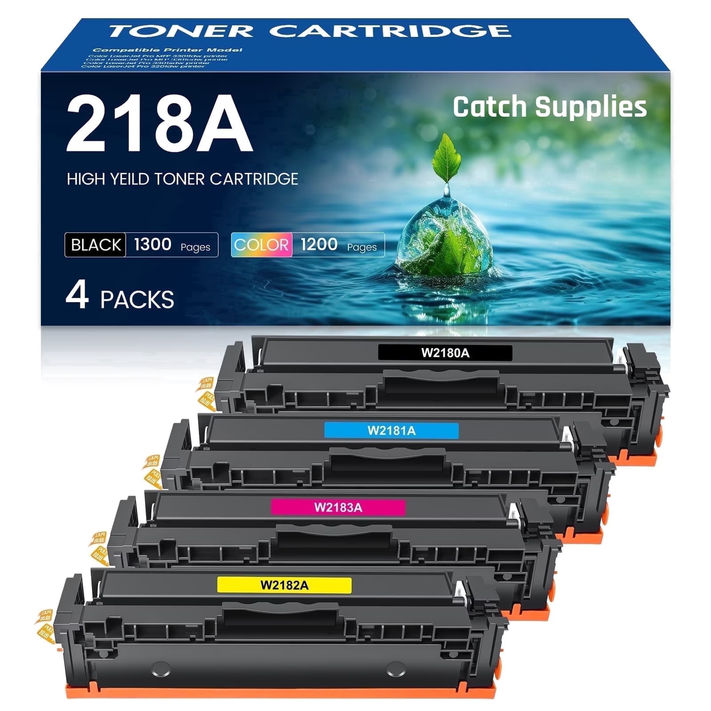 218A Toner Cartridges (No Chip) 4 Pack Compatible for 218A W2180A 3301fdw Color Laserjet Pro MFP 3301fdw Pro 3201dw MFP 3301cdw MFP 3301sdw Printer Ink Black Cyan Yellow Magenta