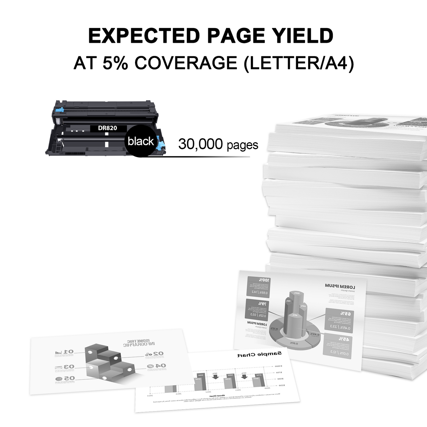 DR820 Drum Unit Kit Compatible for Brother DR-820 DR820 DR 820 HL-L5100DNHL-L5200HL-L6200HL-L6300DW Printer (Black,2-Pack)