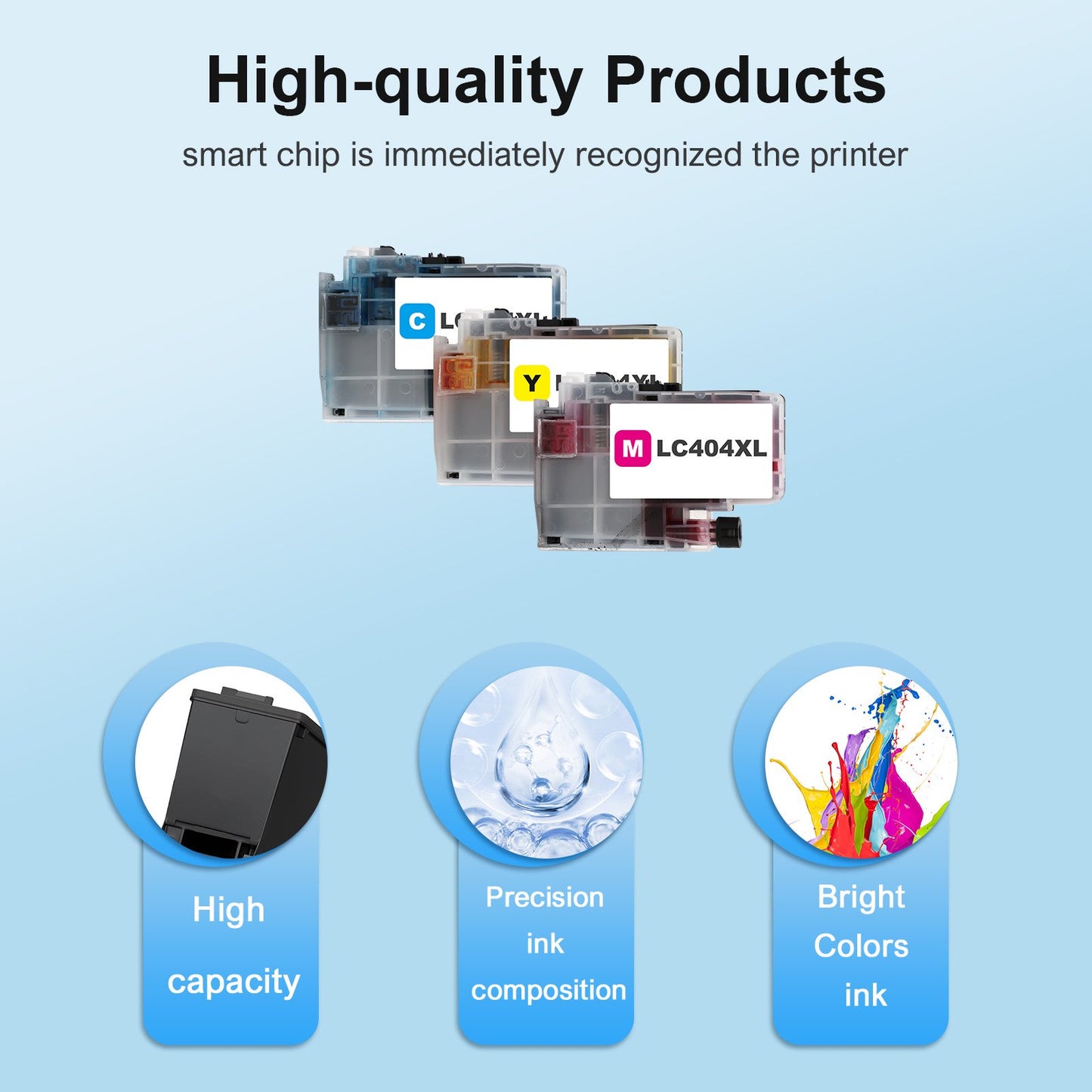 LC404XL LC404 MFC-J1205DW Ink Cartridges for Brother Printer 404XL LC 404 3-Pack High Yields for MFCJ1205W MFC J1205W XL MFC-J1215W (Cyan, Magenta, Yellow)