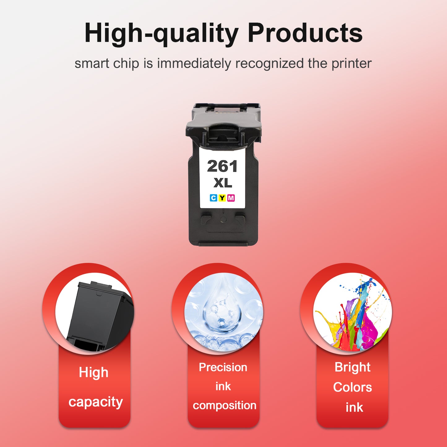 261 261XL Ink Cartridge Compatible for Canon CL-261XL for PIXMA TS6420 TR7020 TS5320 TS5300 TR7022 Printer (1 Pack Tri-color)