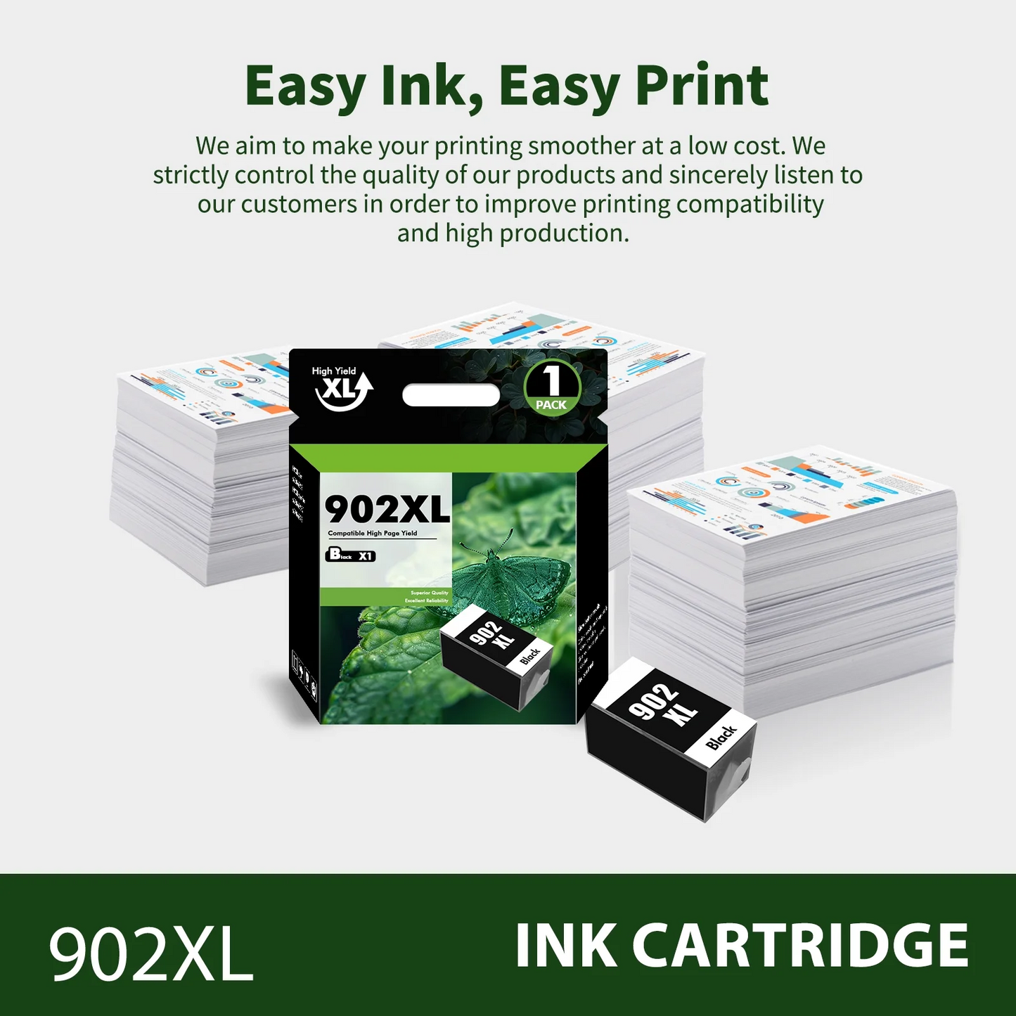 902XL 902 Ink Cartridges Compatible for HP 902 902XL 1 Pack Black Ink for OfficeJet Pro 6978 6968 6970 6971 6974 6975 6979 6960 6961 6963 6964 6965 6966 6950 902 XL Printer