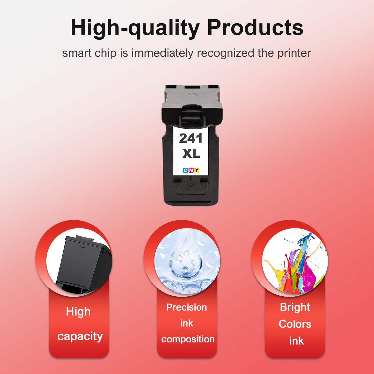 241 241XL Ink Cartridge Compatible for Canon 241XL for PIXMA MG3620 TS5120 MG3520 MG3220 MG2120 MG4220 MX392 MX452 MX522 Printer CL 241xl (1 Pack Tri-color)