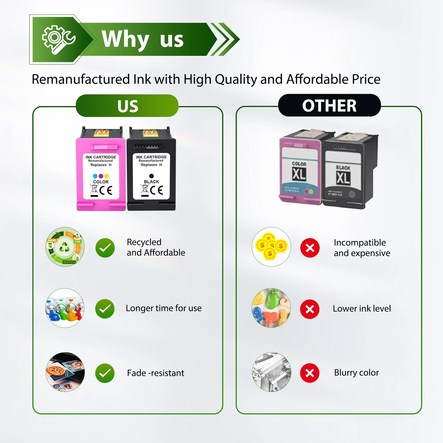 67XL Ink Cartridges 67 Ink Cartridges DeskJet 2755e 2855e 4155e 4255e 6055e 6065e (3 PACK)
