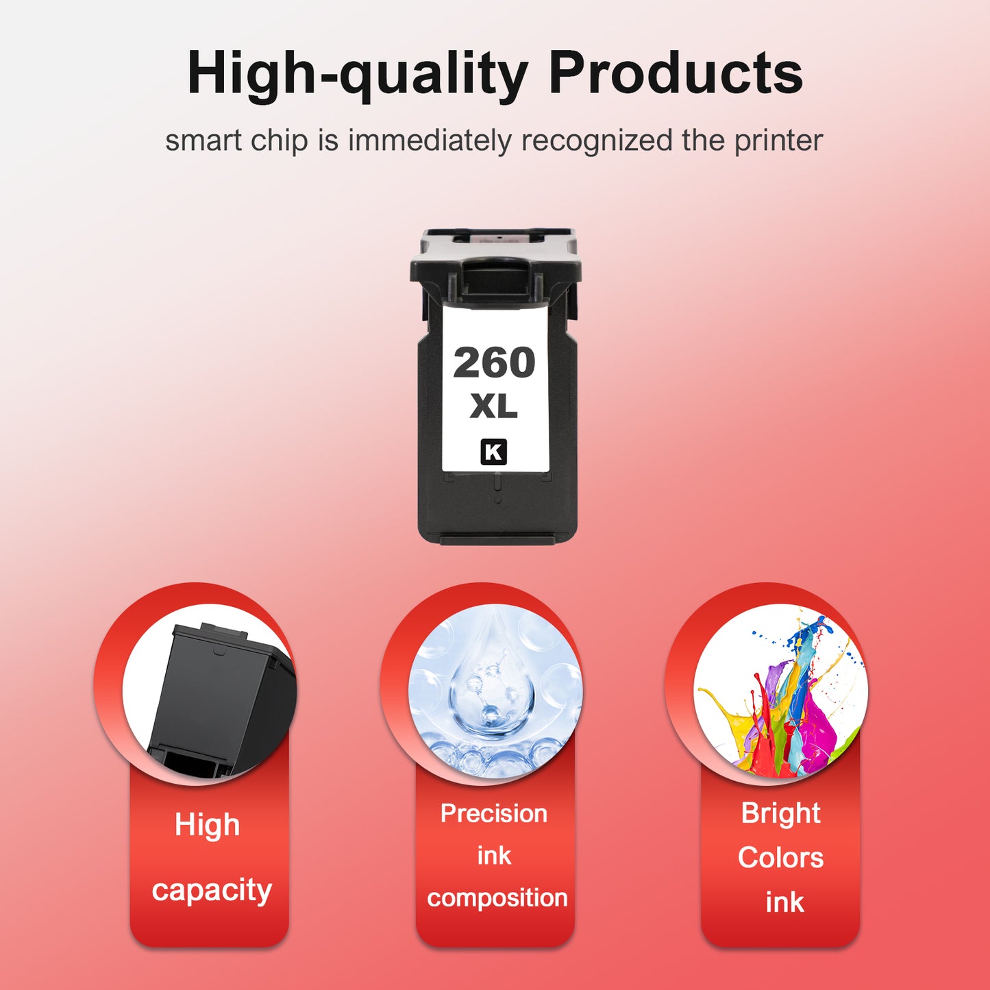 260 260XL Ink Cartridge Compatible for Canon PG-260XL for PIXMA TS6420 TR7020 TS5320 TS5300 TR7022 Printer (1 Pack Black)