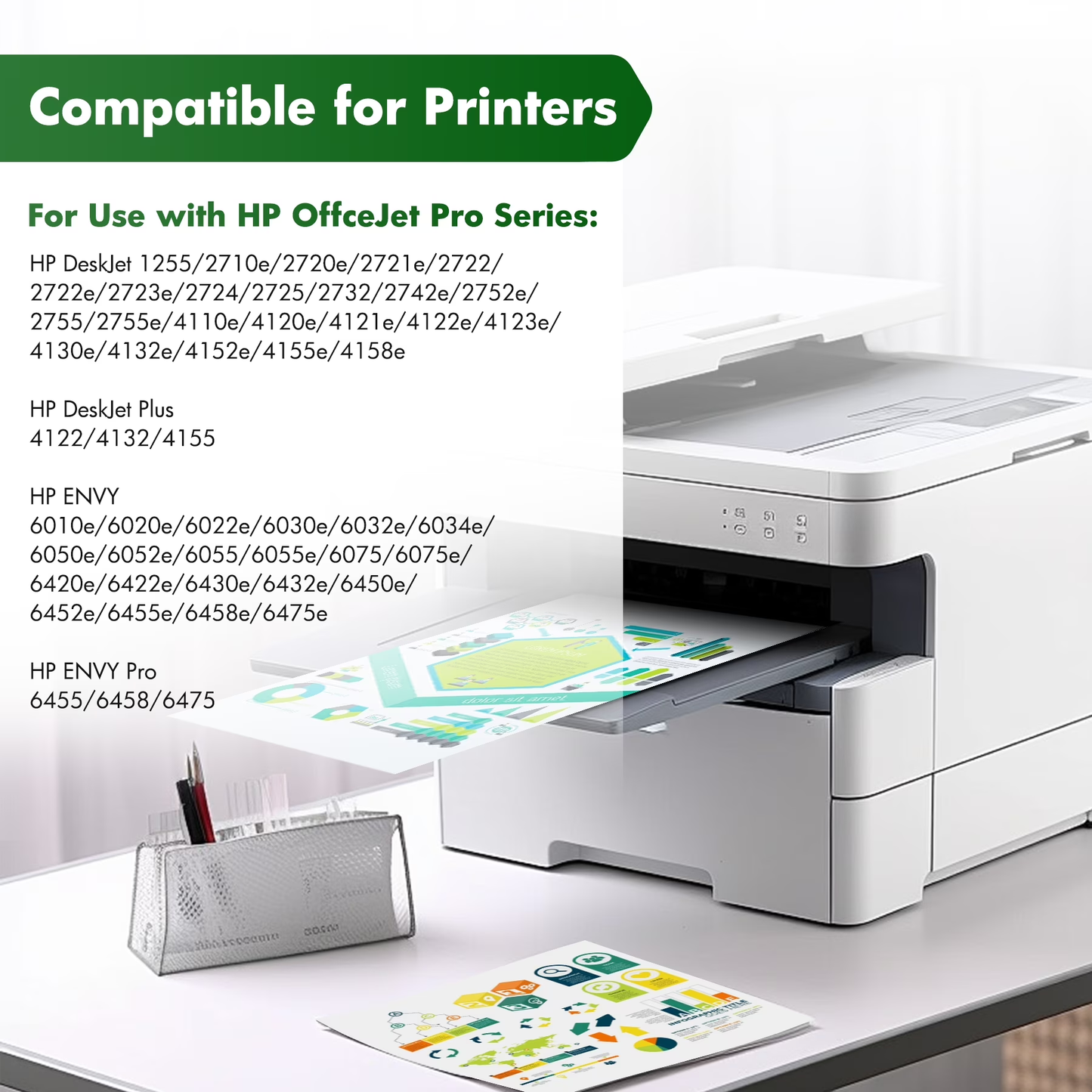 Compatible for HP 67XL 67 XL 6055e 2755e 2800e 2855e 6000 Ink Cartridges Black/Color Combo Pack 67 Printer DeskJet 6055e 2700 4155e 4255e 4100 2700e 2734e 2800 2852e Envy 6055e Series (2-Pack)