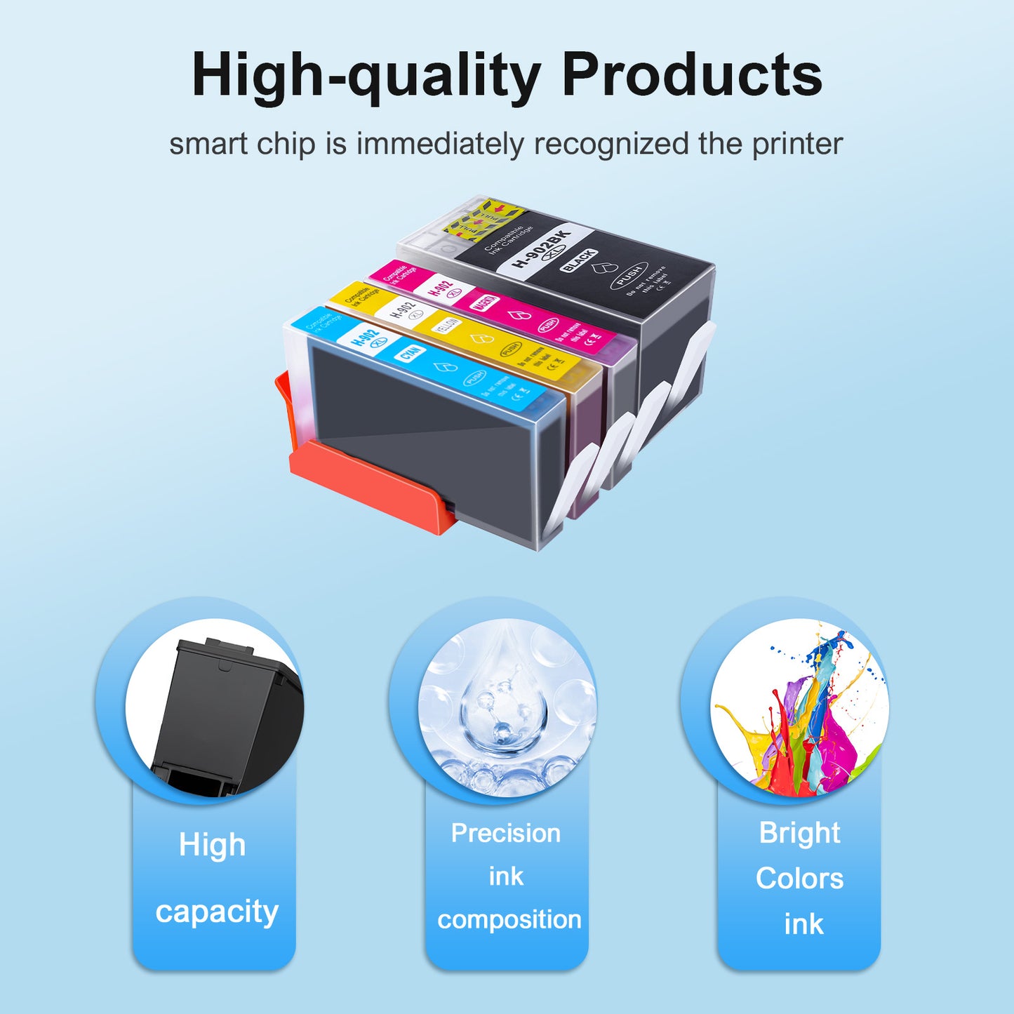 902XL 902 Ink Cartridges Compatible for HP 902 902XL 2 Pack for OfficeJet 6978 6968 6970 6971 6974 6975 6979 6960 6961 6963 6964 6965 6966 6950 series Printer (2 x Black)