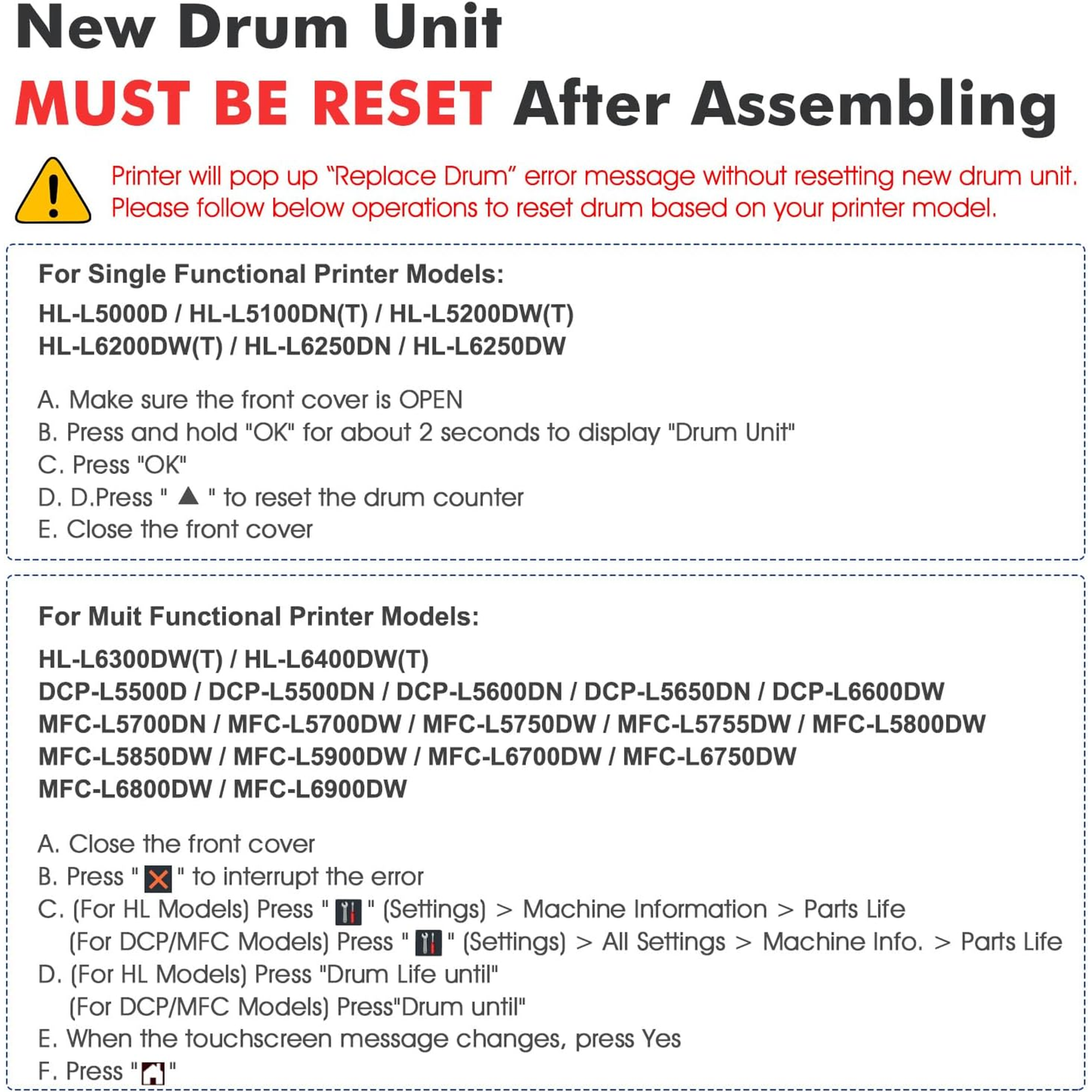 DR820 DR-820 Drum Unit DR 820 HL-L6200DW Compatible for Brother DR820 for HL-L6200DW Drum Unit MFC-L5850DW MFC-L5900DW MFC-L5700DW HL-L5200DW HLL6200DW L6200DW L5200DWT Printer 1 Pack