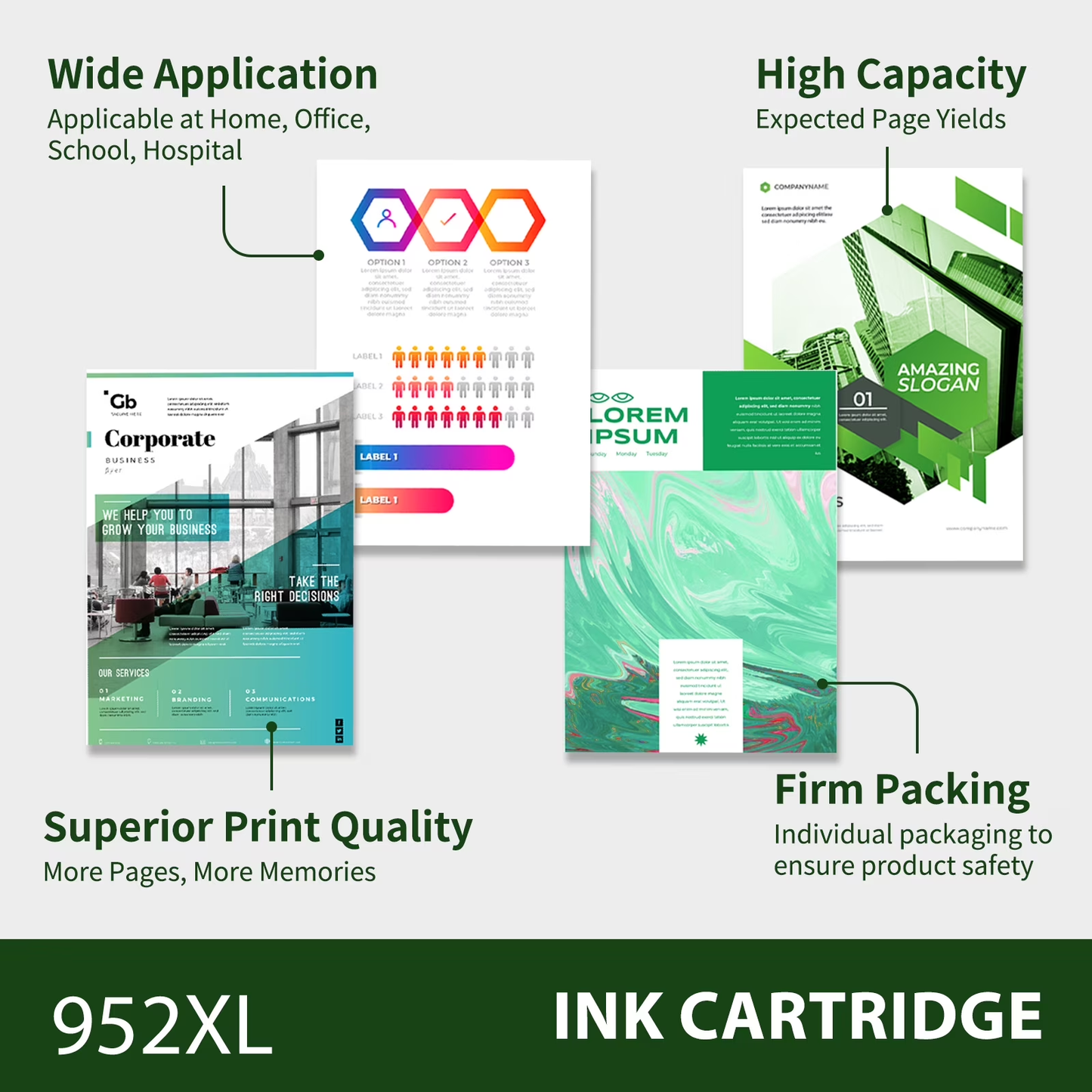952 952XL Ink Cartridges Compatible for 952XL 952 Ink Combo Pack for OfficeJet Pro 8710 7740 8720 8210 8715 8702 7720 8730 8740 8216 8725 8700 (5 Pack, 2B, 1C, 1M, 1Y)
