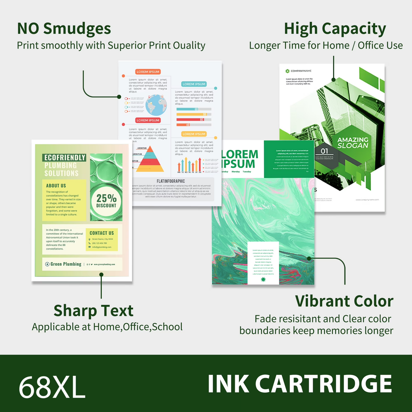 68 Ink cartridge 68XL Compatible for 68 Ink 68 XL Combo Pack