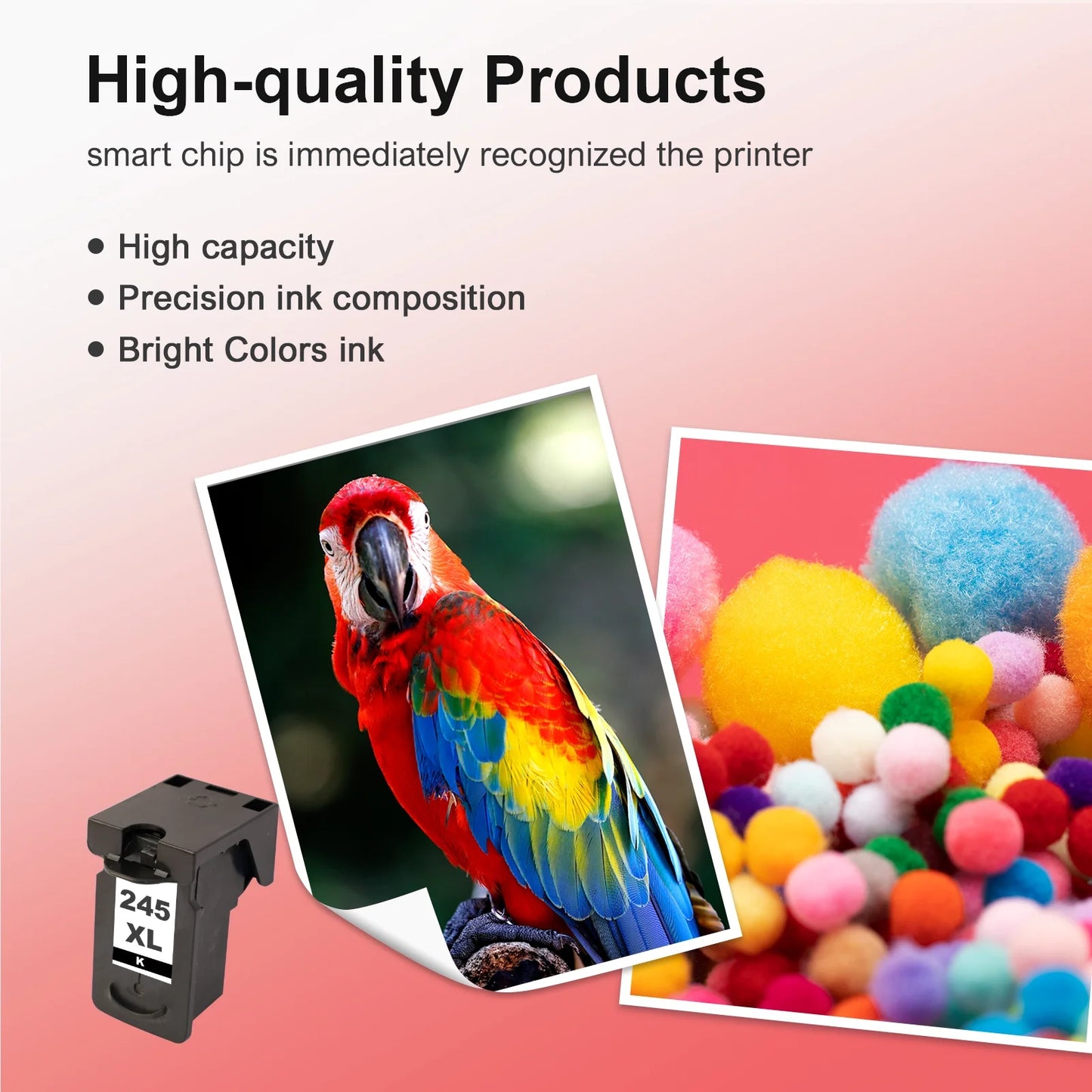 245XL Black Ink Cartridge for Canon 245 Ink for Canon Ink 245 MX492 MX490 MG2522 MG2920 MG2922 TR4520 TR4522 TR4527 TS3320 TS3322 Printer (Black, 2 Pack)