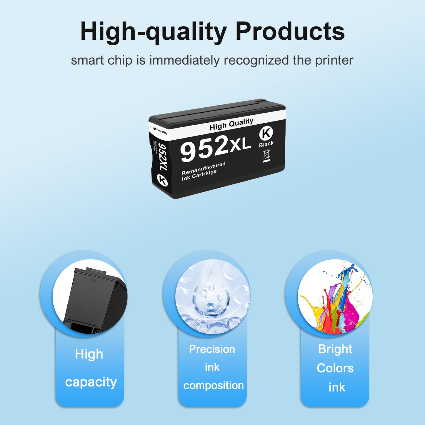 952XL Ink Cartridges Compatible for HP 952 952XL 2 Pack for OfficeJet Pro 8710 7740 8720 8210 8715 8702 7720 8730 8740 8216 8725 8700(2 x Black)